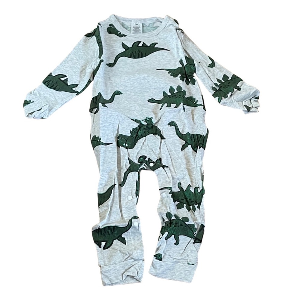 Dinosaur Print Baby Footless Snap Button Jumpsuit Onesie